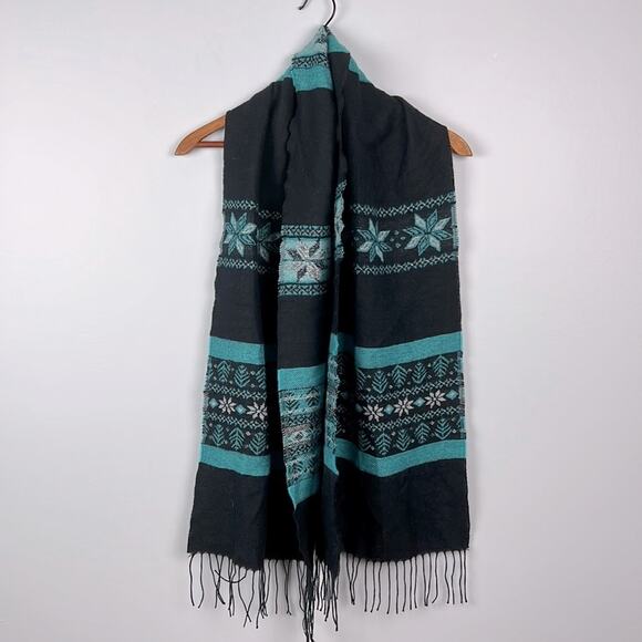 Lands end snowflake fringe winter/ cold weather scarf - Picture 1 of 3